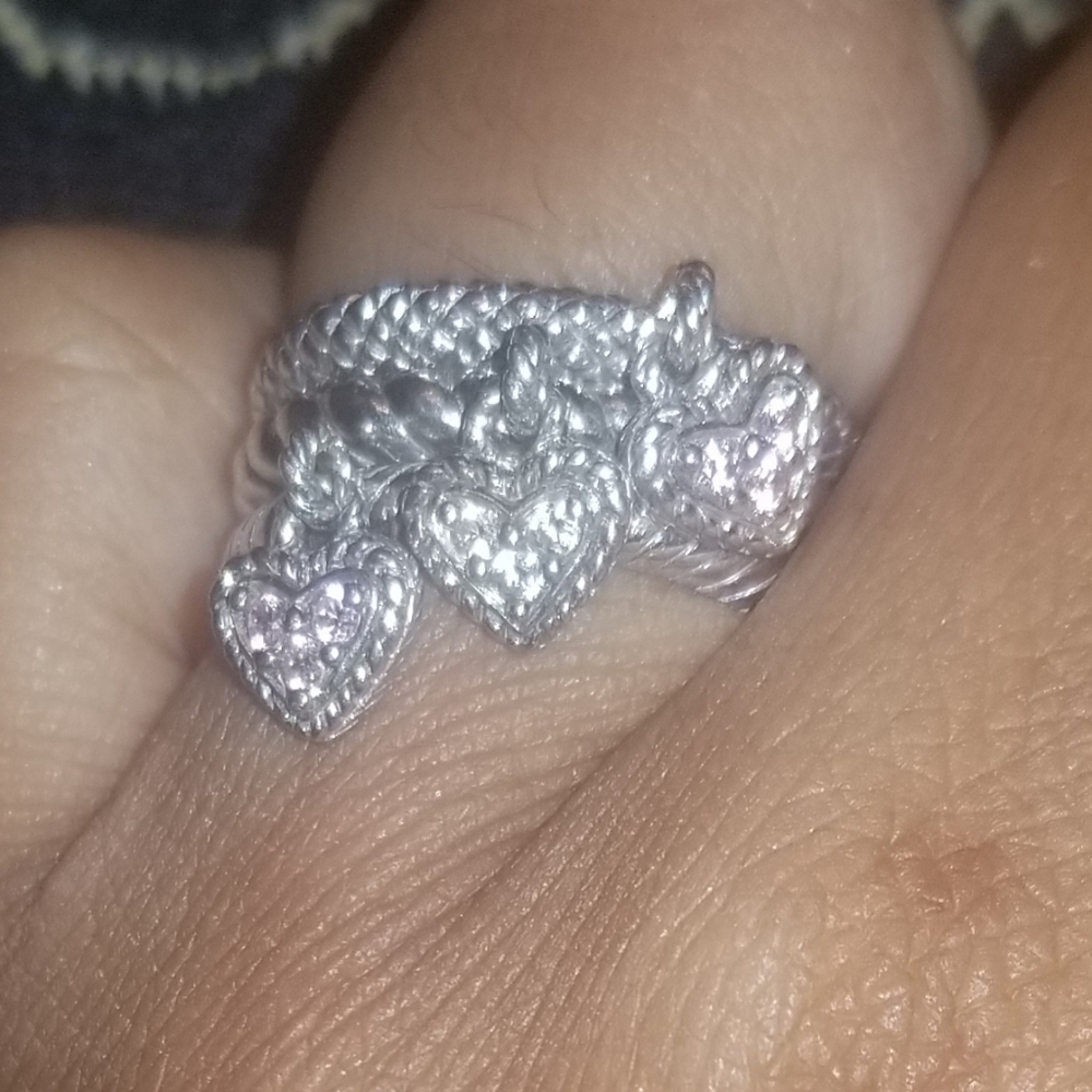 🤑SOLD🤑 JUDITH RIPKA Sapphires Clear & Pink Hearts Ring